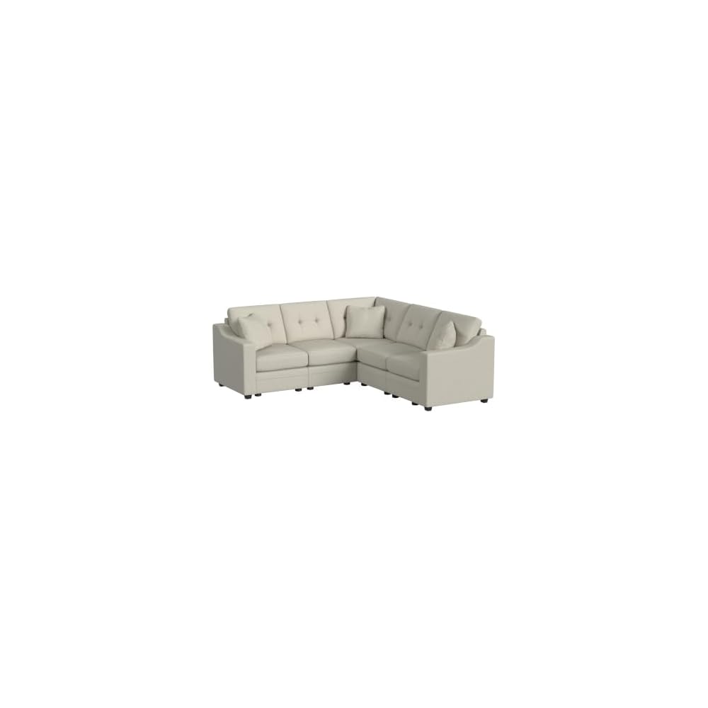 Linon KYVOS Mallory 84" Modular Three Seater Sofa with Rolled Arm in Hemp Grey Mist Includes 2 Couch Pillows