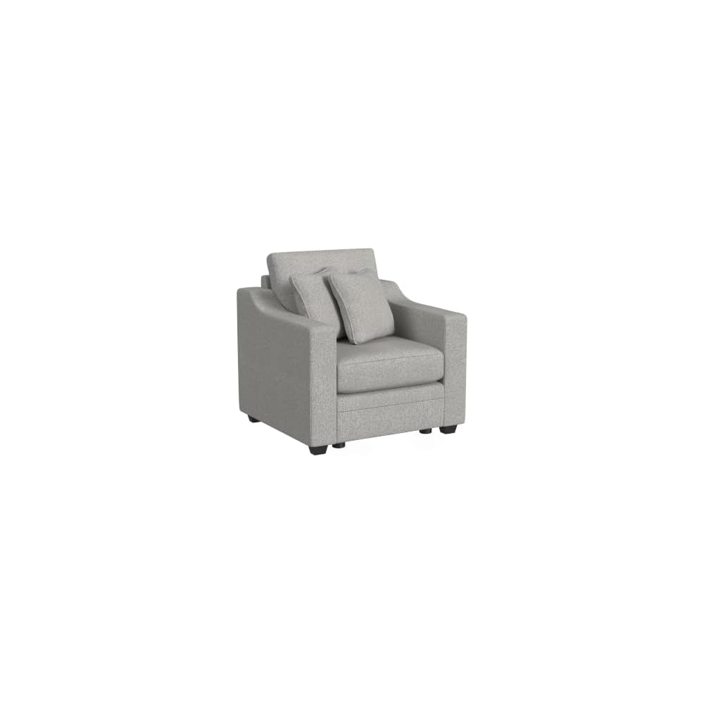 Linon KYVOS Mallory 84" Modular Three Seater Sofa with Rolled Arm in Hemp Grey Mist Includes 2 Couch Pillows