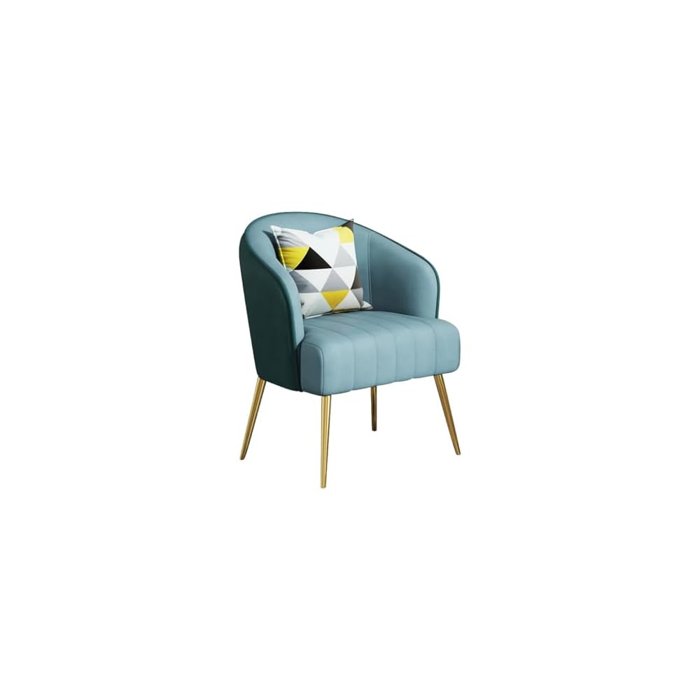 Modern Backrest Chairs Upholstered Guest Chair with Pillows,Mid Century Arm Chair for Living Room Office Hotel Lobby,Single Sofa Chair Side Accent Chair(Pink,Gold Legs)