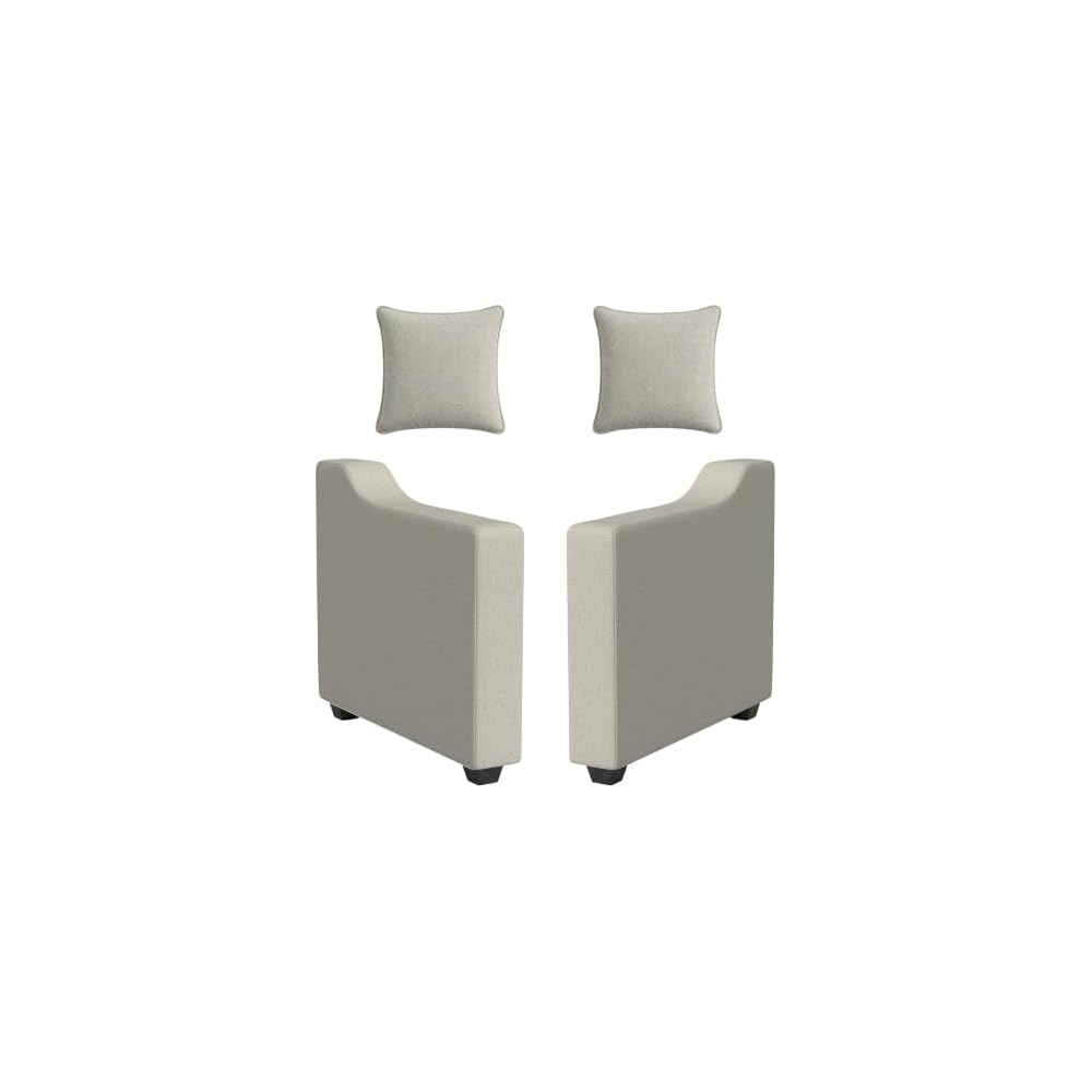 Linon KYVOS Mallory 84" Modular Three Seater Sofa with Rolled Arm in Hemp Grey Mist Includes 2 Couch Pillows