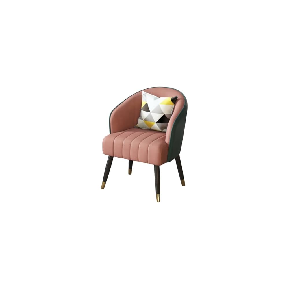 Modern Backrest Chairs Upholstered Guest Chair with Pillows,Mid Century Arm Chair for Living Room Office Hotel Lobby,Single Sofa Chair Side Accent Chair(Pink,Gold Legs)