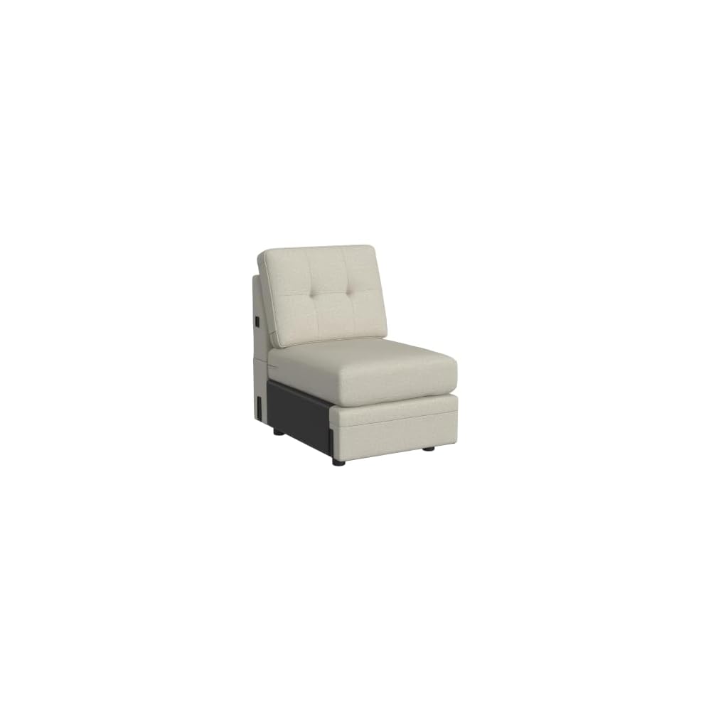 Linon KYVOS Mallory 84" Modular Three Seater Sofa with Rolled Arm in Hemp Grey Mist Includes 2 Couch Pillows