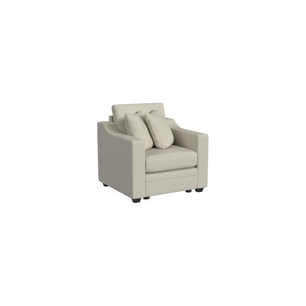 Linon KYVOS Mallory 84" Modular Three Seater Sofa with Rolled Arm in Hemp Grey Mist Includes 2 Couch Pillows