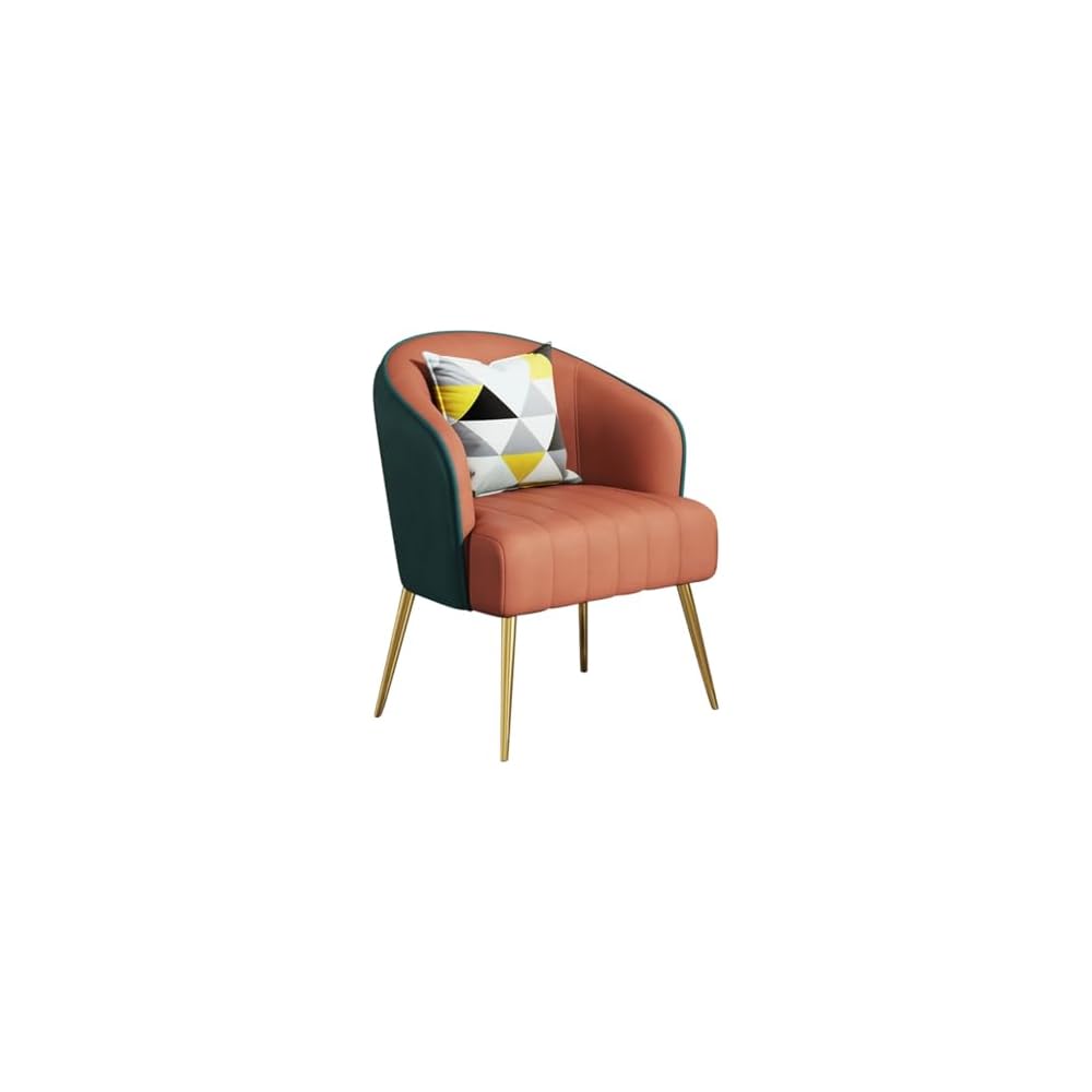 Modern Backrest Chairs Upholstered Guest Chair with Pillows,Mid Century Arm Chair for Living Room Office Hotel Lobby,Single Sofa Chair Side Accent Chair(Pink,Gold Legs)