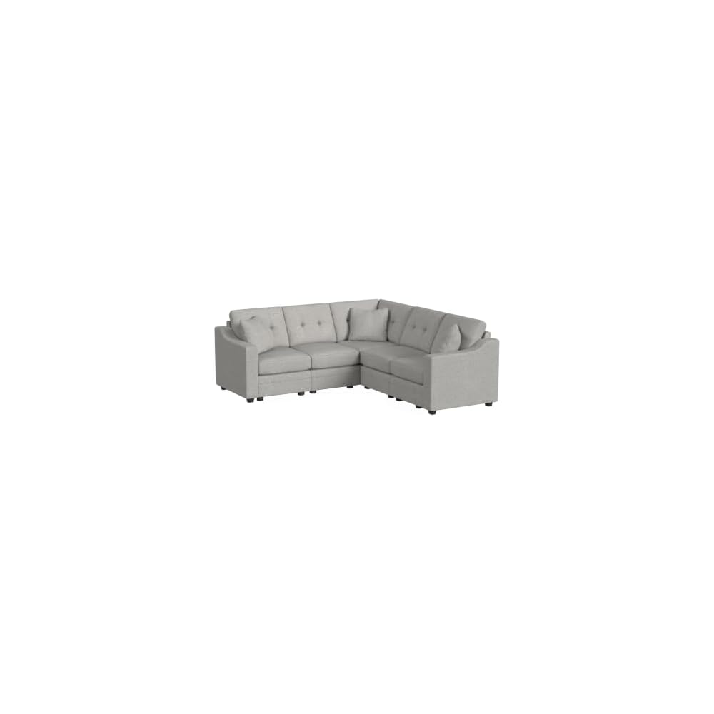 Linon KYVOS Mallory 84" Modular Three Seater Sofa with Rolled Arm in Hemp Grey Mist Includes 2 Couch Pillows