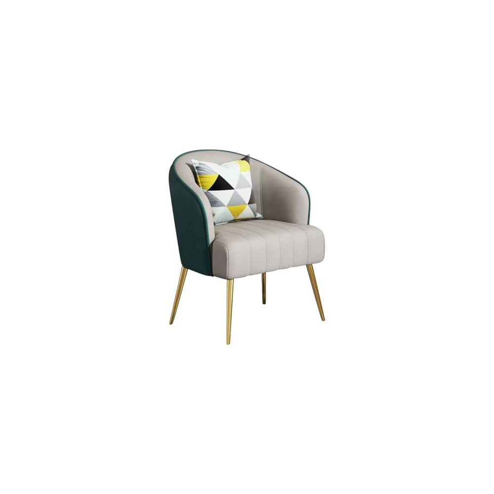 Modern Backrest Chairs Upholstered Guest Chair with Pillows,Mid Century Arm Chair for Living Room Office Hotel Lobby,Single Sofa Chair Side Accent Chair(Pink,Gold Legs)