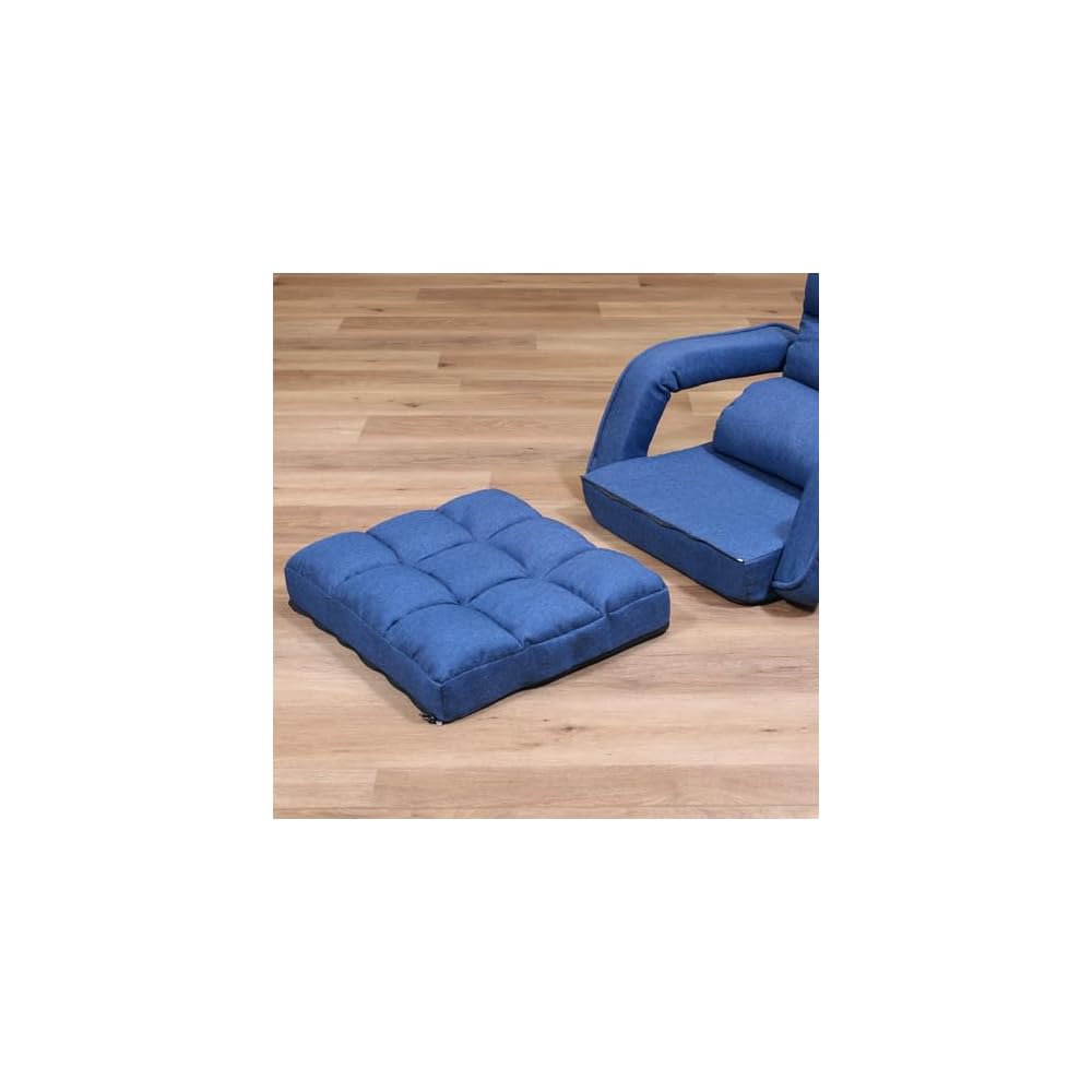 Fuji Boeki 60285 Chair Single Seater Sofa, 42 Tiers Gear, Reclining Function, 4-Way Seat Cushion, Cot, Ottoman, Width 26.4 x Depth 22.8 x Height 27.6 x Height 27.6 inches (67 x 58 x 70 cm), Navy