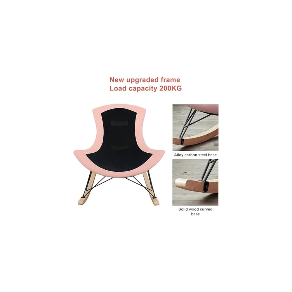 Modern Upholstered Recliner Rocking Chair with Ottoman - High Backrest Comfy Sofa Chair for Living Room & Bedroom Leisure Seating (Pink, No Footstool)