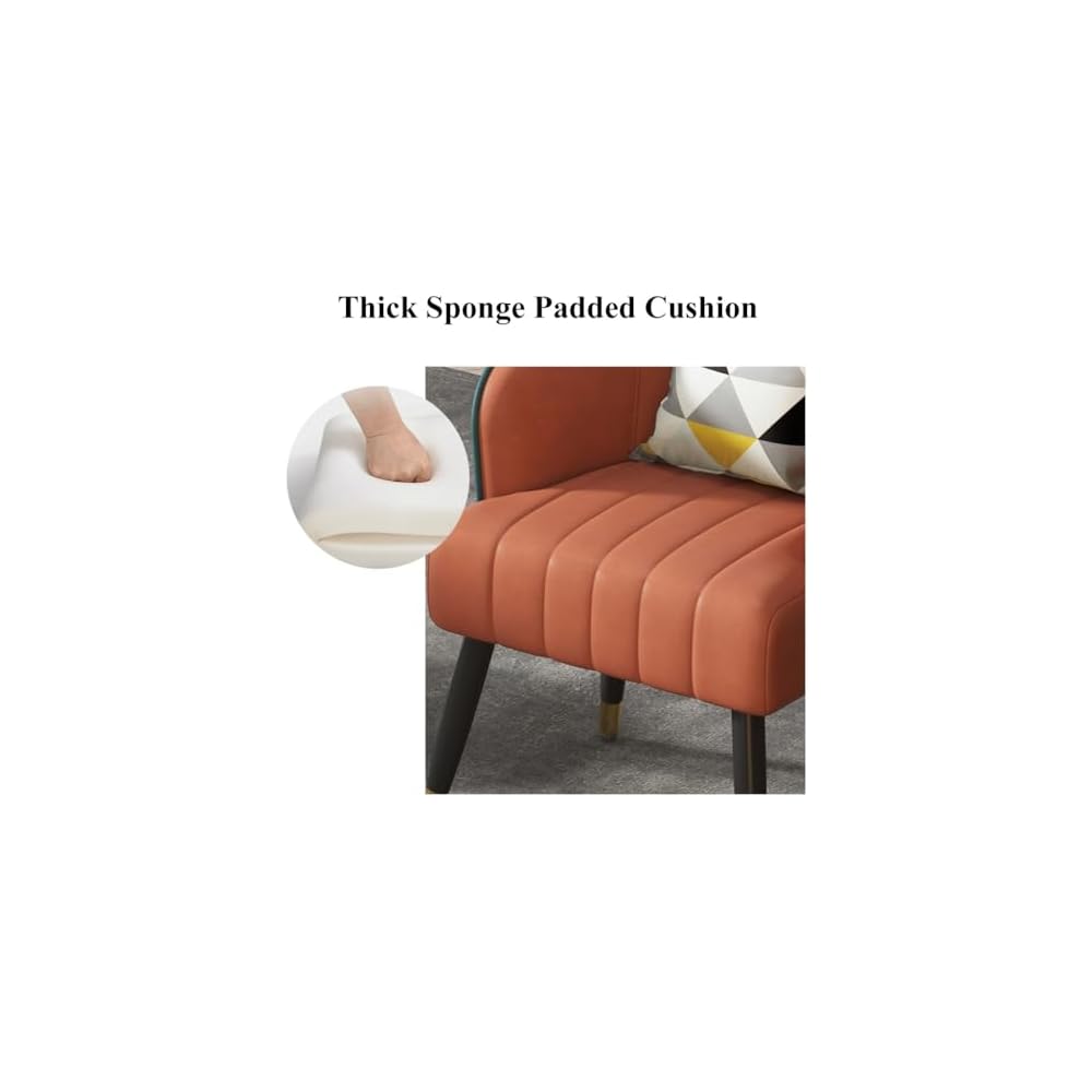 Modern Backrest Chairs Upholstered Guest Chair with Pillows,Mid Century Arm Chair for Living Room Office Hotel Lobby,Single Sofa Chair Side Accent Chair(Pink,Gold Legs)