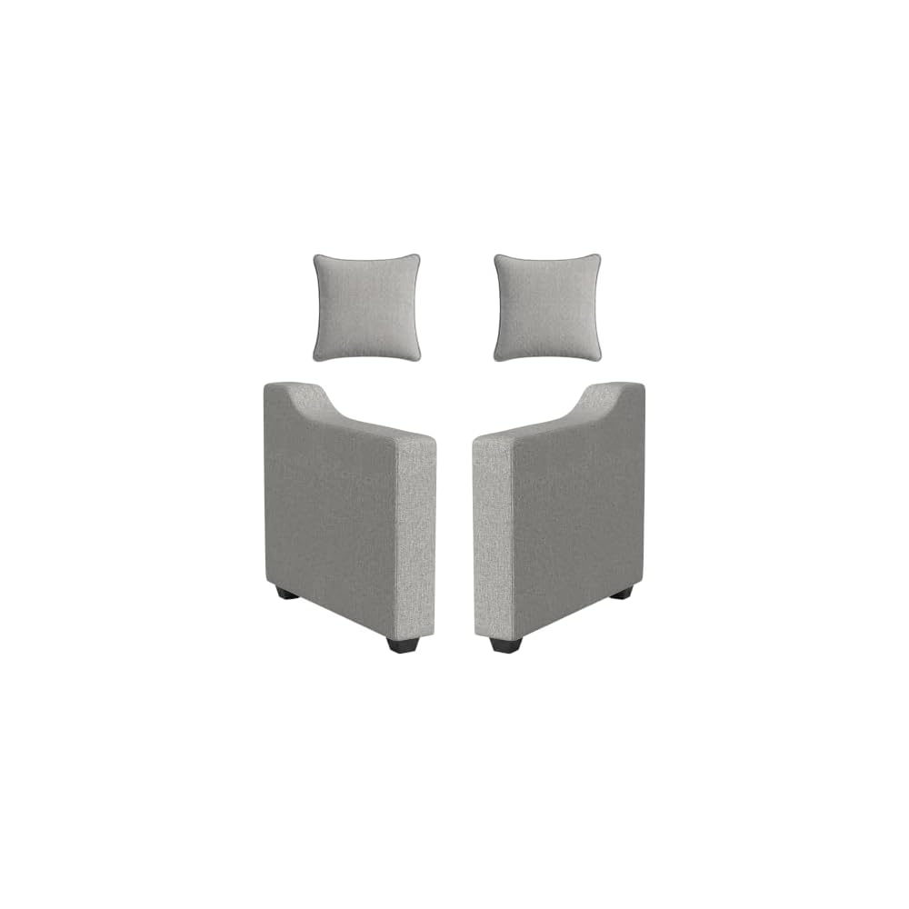 Linon KYVOS Mallory 84" Modular Three Seater Sofa with Rolled Arm in Hemp Grey Mist Includes 2 Couch Pillows