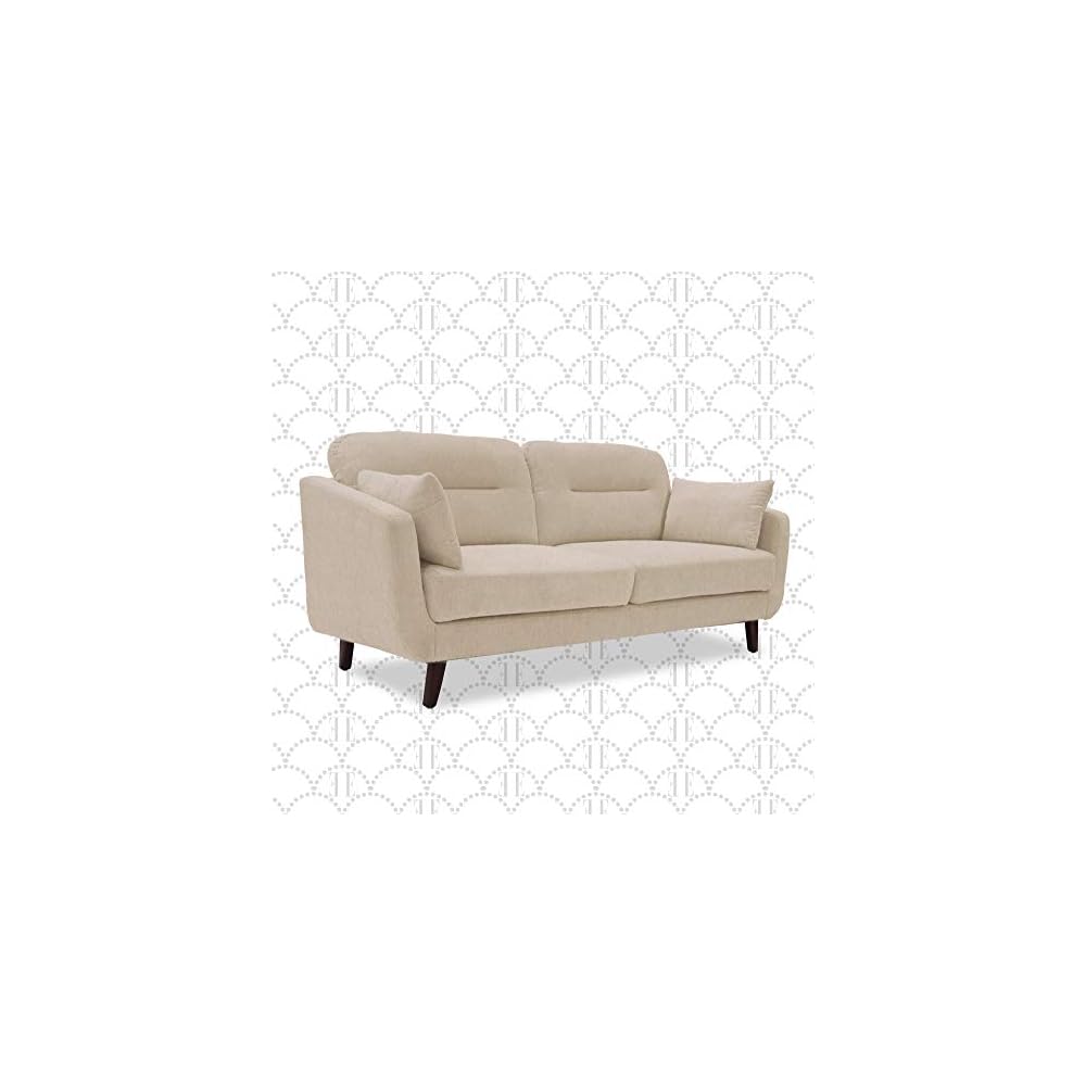Elle Decor Chloe Upholstered Living Room Armchair, Tufted Fabric Couch, Mid-Century Modern Tufted Chair with Padded Back Cushion, Light Gray