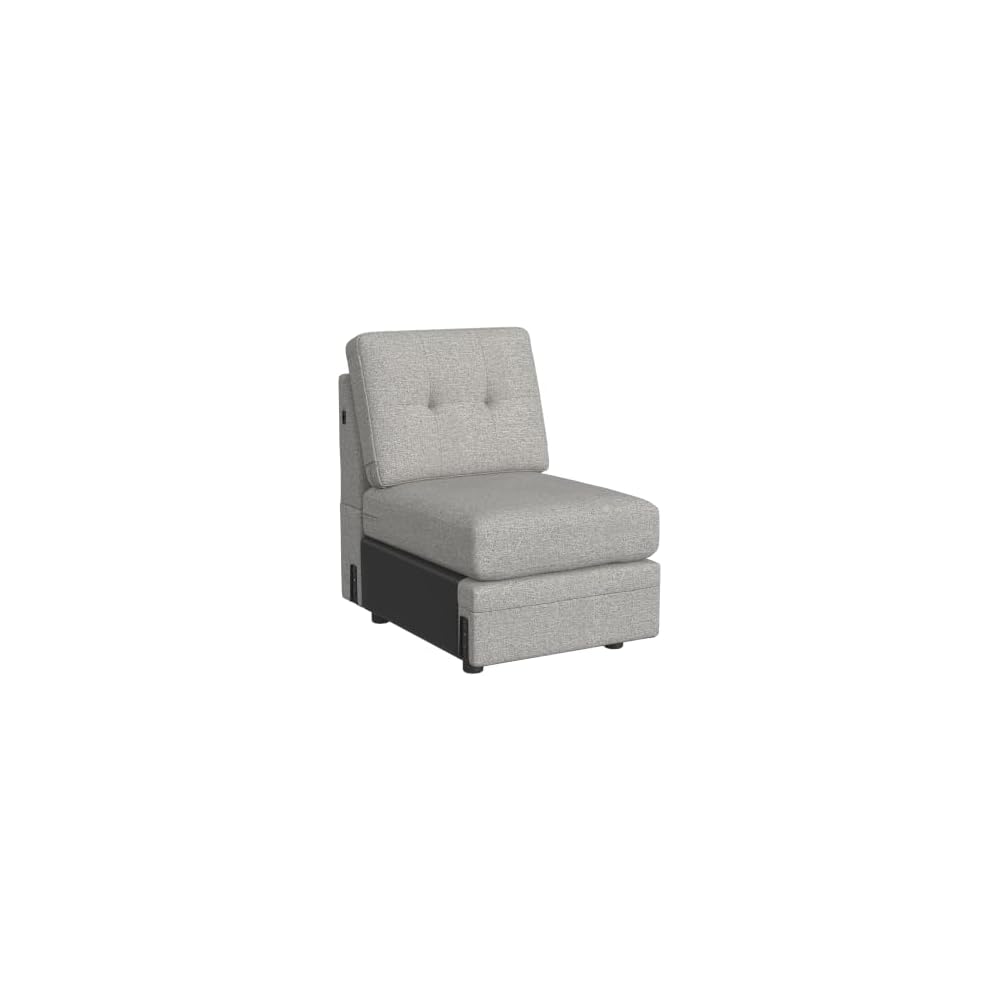Linon KYVOS Mallory 84" Modular Three Seater Sofa with Rolled Arm in Hemp Grey Mist Includes 2 Couch Pillows