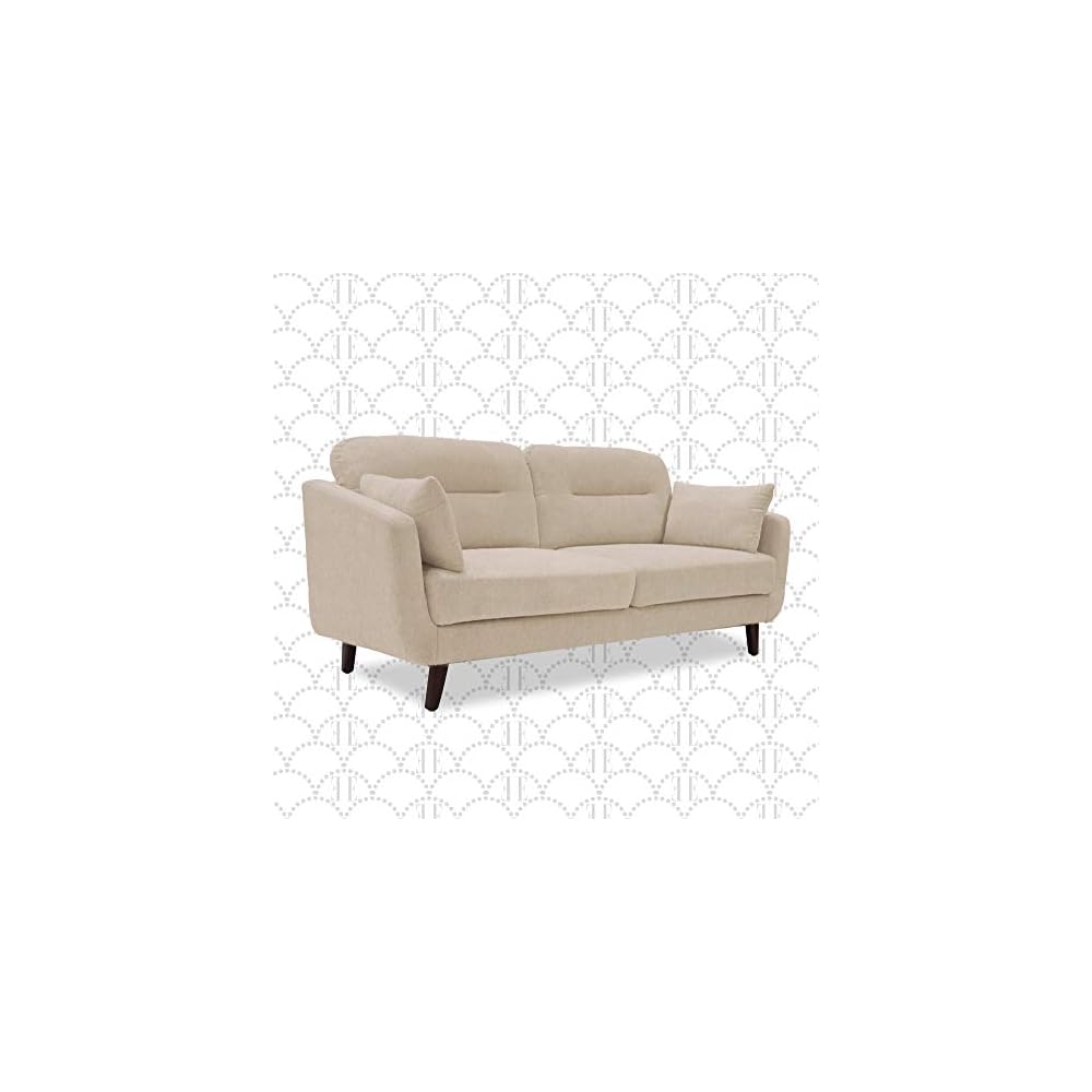 Elle Decor Chloe Upholstered Living Room Armchair, Tufted Fabric Couch, Mid-Century Modern Tufted Chair with Padded Back Cushion, Light Gray