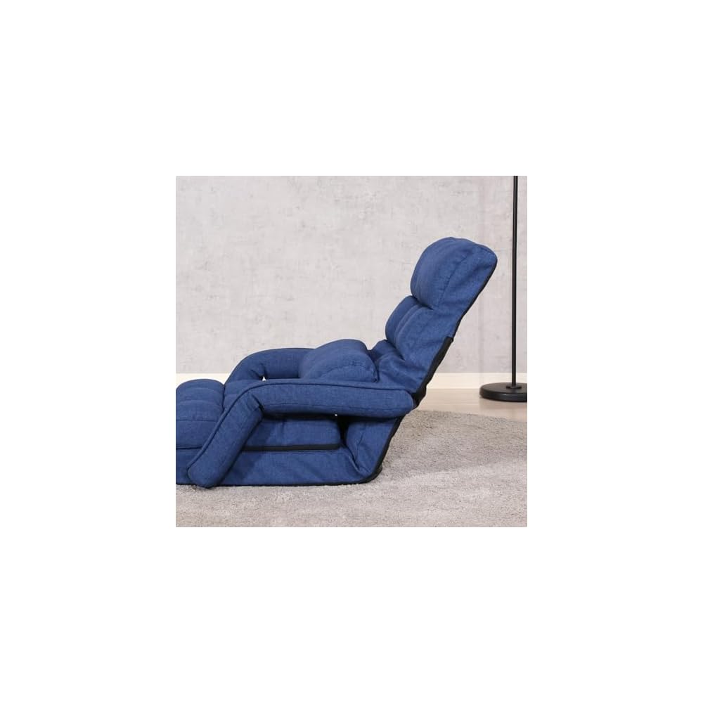 Fuji Boeki 60285 Chair Single Seater Sofa, 42 Tiers Gear, Reclining Function, 4-Way Seat Cushion, Cot, Ottoman, Width 26.4 x Depth 22.8 x Height 27.6 x Height 27.6 inches (67 x 58 x 70 cm), Navy