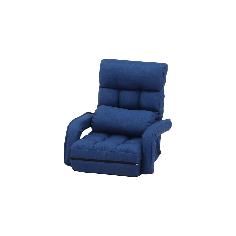 Fuji Boeki 60285 Chair Single Seater Sofa, 42 Tiers Gear, Reclining Function, 4-Way Seat Cushion, Cot, Ottoman, Width 26.4 x Depth 22.8 x Height 27.6 x Height 27.6 inches (67 x 58 x 70 cm), Navy