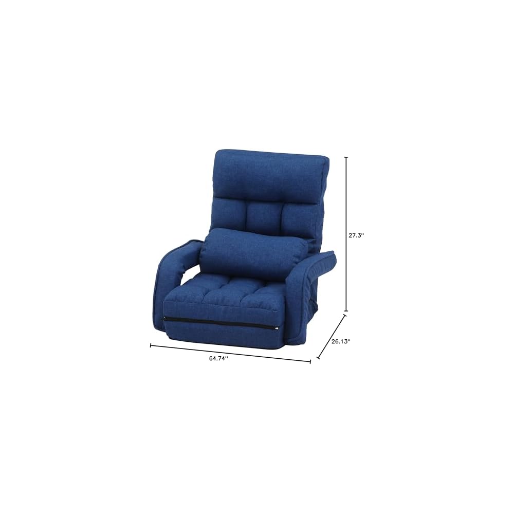 Fuji Boeki 60285 Chair Single Seater Sofa, 42 Tiers Gear, Reclining Function, 4-Way Seat Cushion, Cot, Ottoman, Width 26.4 x Depth 22.8 x Height 27.6 x Height 27.6 inches (67 x 58 x 70 cm), Navy