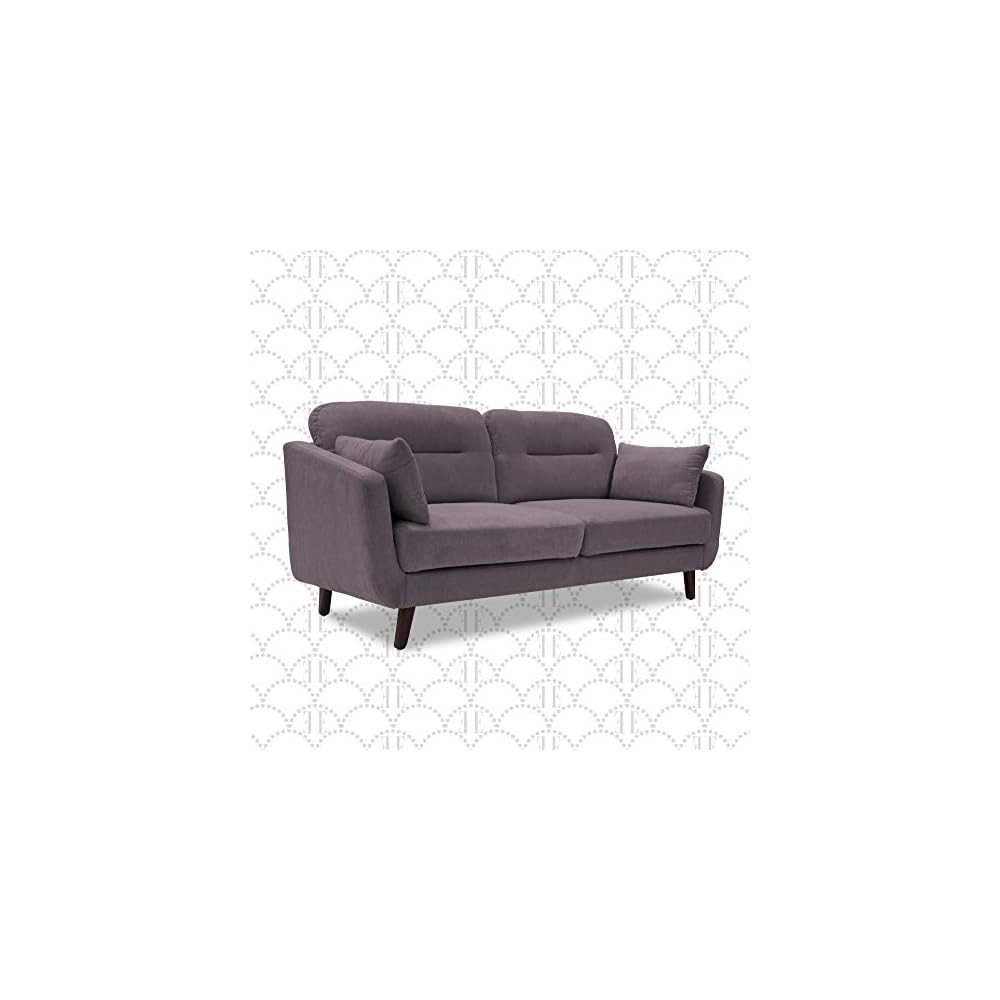 Elle Decor Chloe Upholstered Living Room Armchair, Tufted Fabric Couch, Mid-Century Modern Tufted Chair with Padded Back Cushion, Light Gray