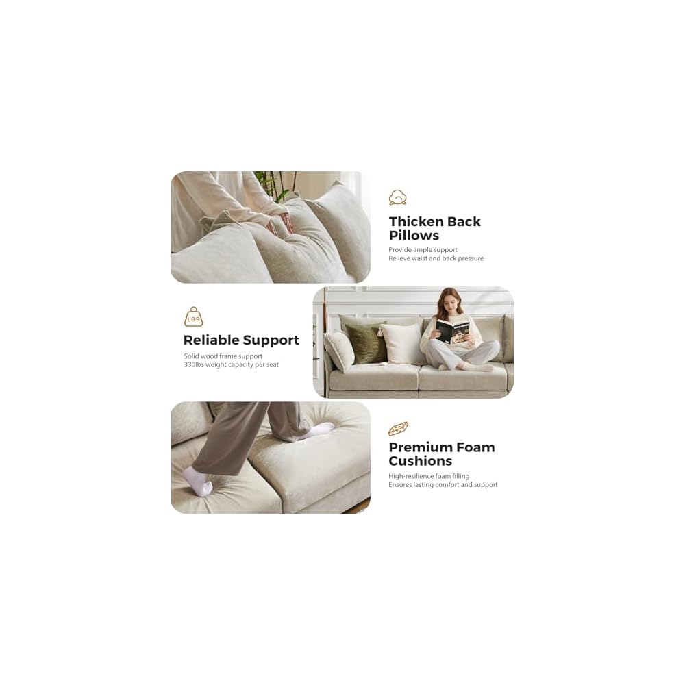 ABCASA 166.6" Oversized Modular Sectional Sofa, Large 9 Seater L Shaped Couch with Storage Ottoman with Reversible Chaise Deep Seat for Living Room, Apartment - Beige Chenille