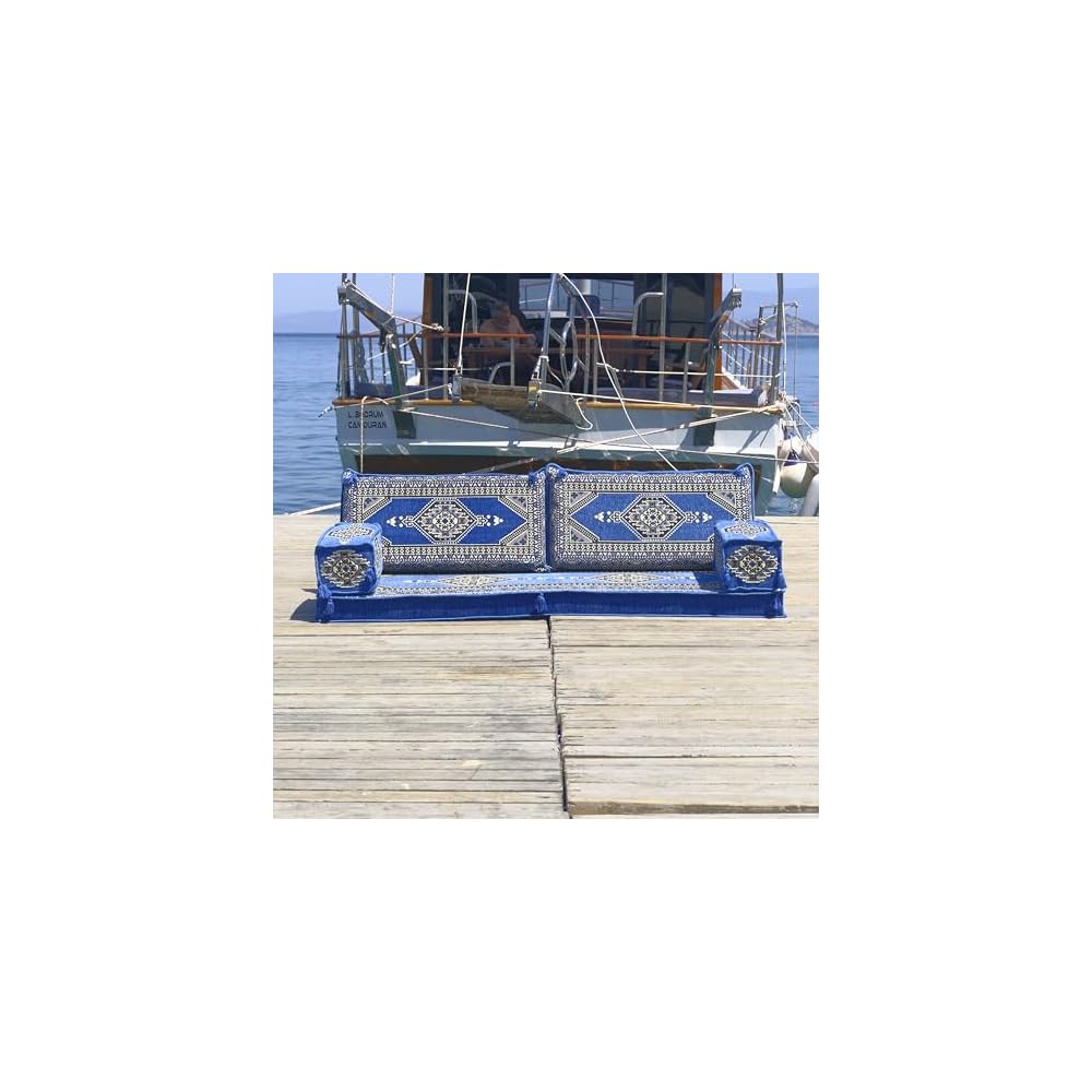 mysticalanatolia Arabic Majlis Sofa Set Arabian Couches 75x27x4 inch for Home Living Room Patio Bohemian Oriental Floor Seating Furniture Indoor Outdoor Lounge Loveseat Futon