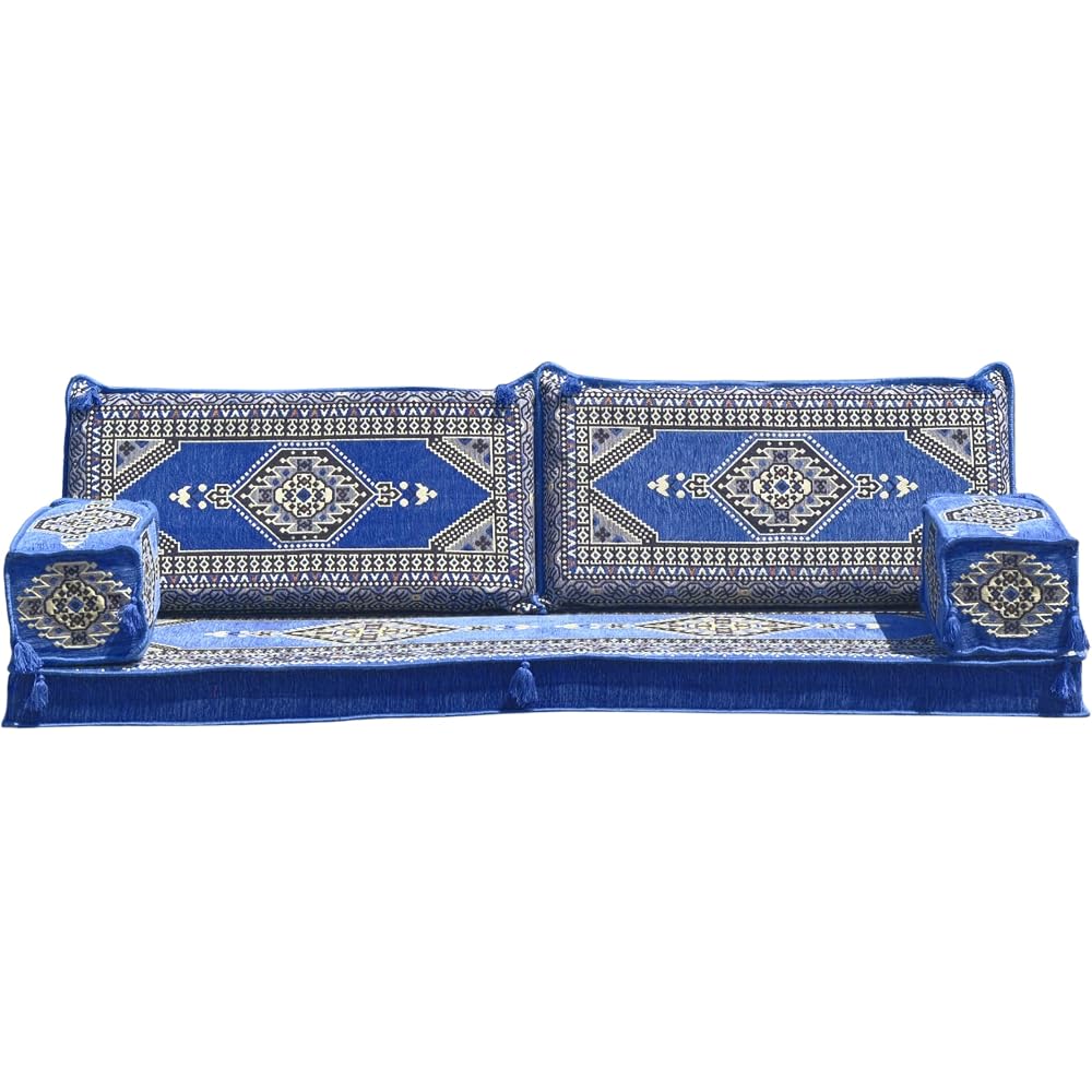 mysticalanatolia Arabic Majlis Sofa Set Arabian Couches 75x27x4 inch for Home Living Room Patio Bohemian Oriental Floor Seating Furniture Indoor Outdoor Lounge Loveseat Futon