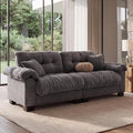 90.5" Modular Cloud Sofa, 2 Seater Couch, Oversized Loveseat with Armrest Pillow, Comfy Tufted Couch, Deep Seat Love Seats for Living Room, Apartment, Small Space- Grey