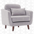 Elle Decor Chloe Upholstered Living Room Armchair, Tufted Fabric Couch, Mid-Century Modern Tufted Chair with Padded Back Cushion, Light Gray